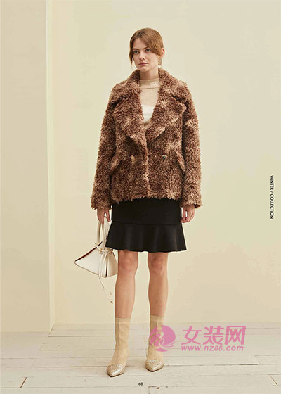 宛若妃女装品牌 2019高端奢华羊羔绒外套[图3]